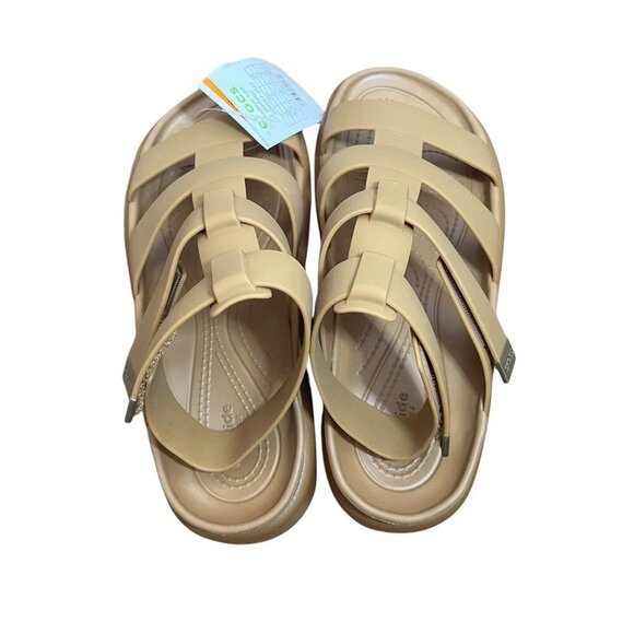 NWT Crocs Brooklyn Luxe Gladiator  Sandal CRS209557 TAN, Women Size US 8 New - Picture 2 of 5